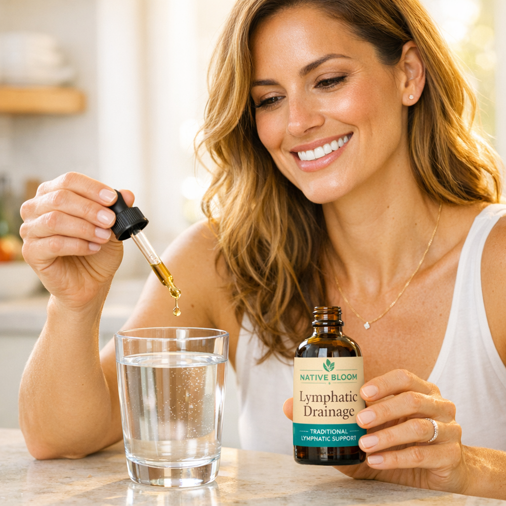 Woman Using Native Bloom Lymphatic Drainage
