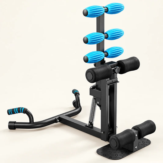 Native Bloom assisted deep squat machine in blue, studio view